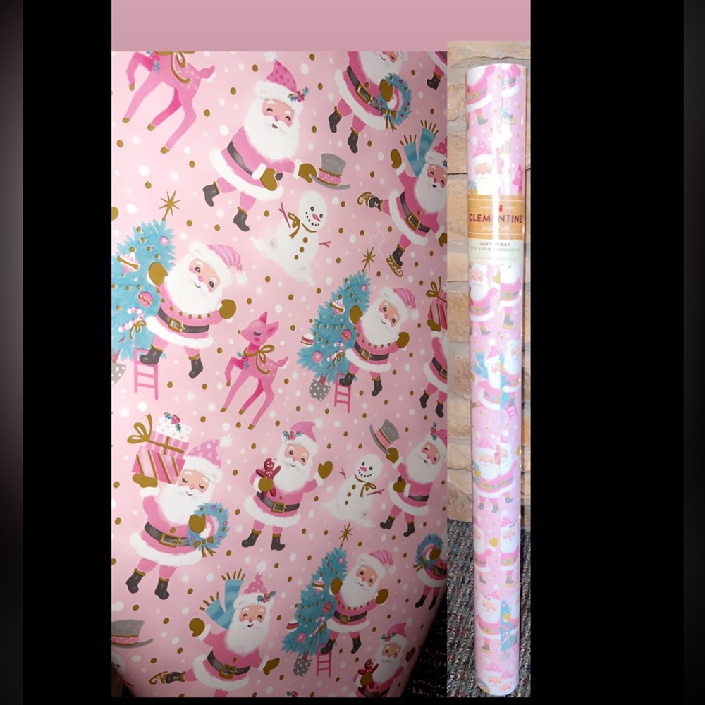Pink Santa wrapping paper pink Christmas